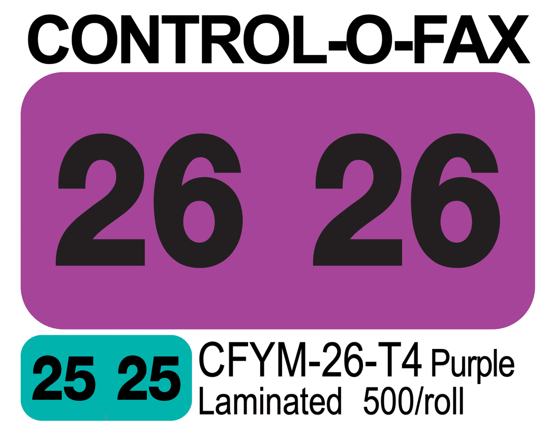  2026 CONTROL-O-FAX CFYM-26-T4 Purple Laminated 500/roll 