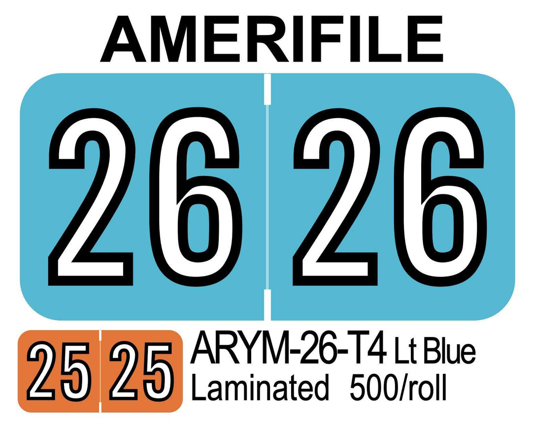  2026 AMERIFILE ARYM-26-T4 Lt Blue Laminated 500/roll 