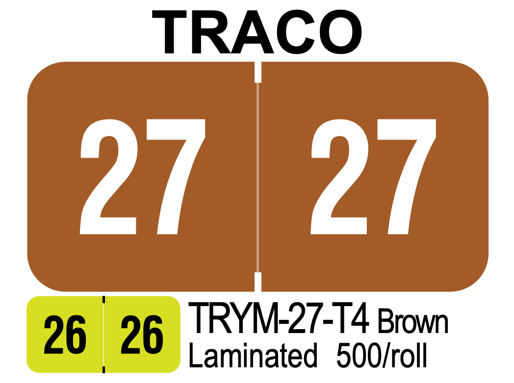  2027 TRACO TRYM-27-T4 Brown Laminated 500/roll 