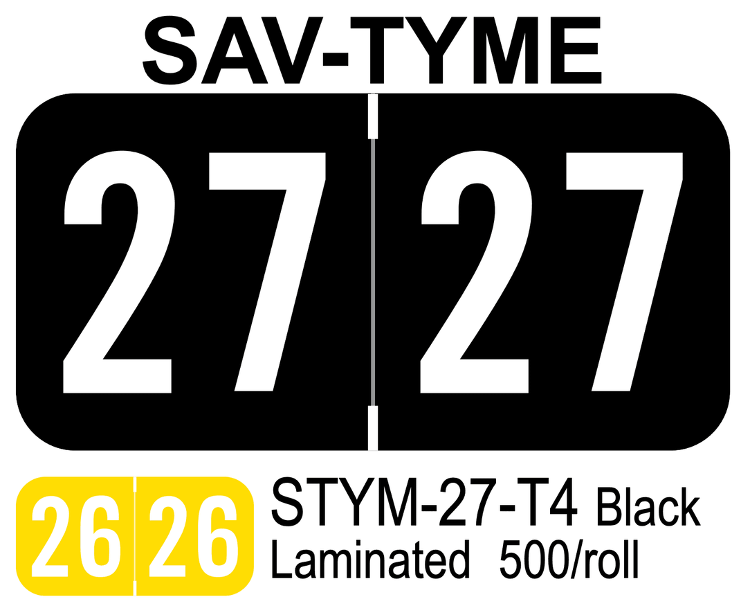  2027 SAV-TYME STYM-27-T4 Black Laminated 500/roll 