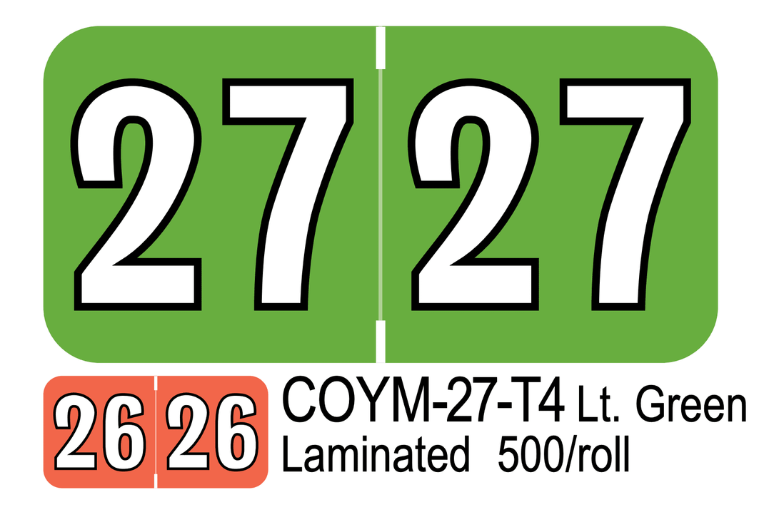  2027 COLWELL COYM-27-T4 Lt. Green Laminated 500/roll  