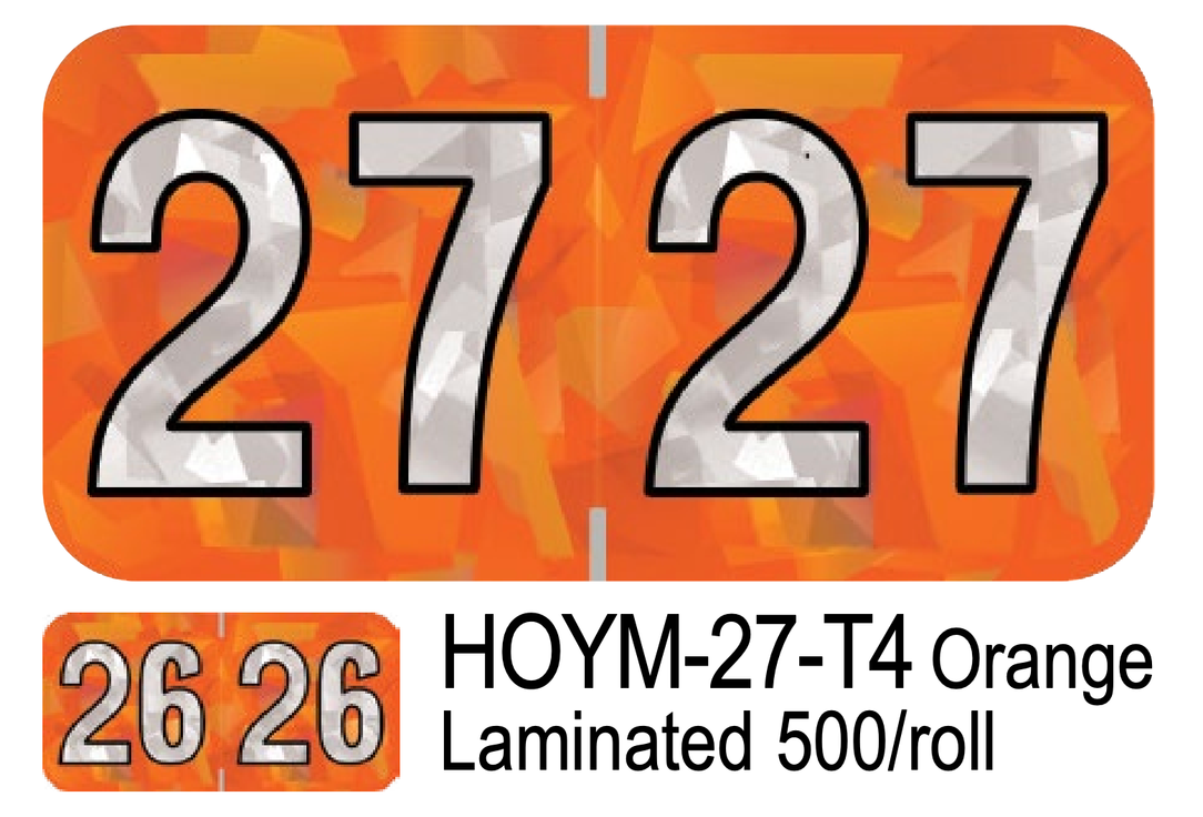 2027 HOLOGRAPHIC HOYM-27-T4 Orange Laminated 500/roll