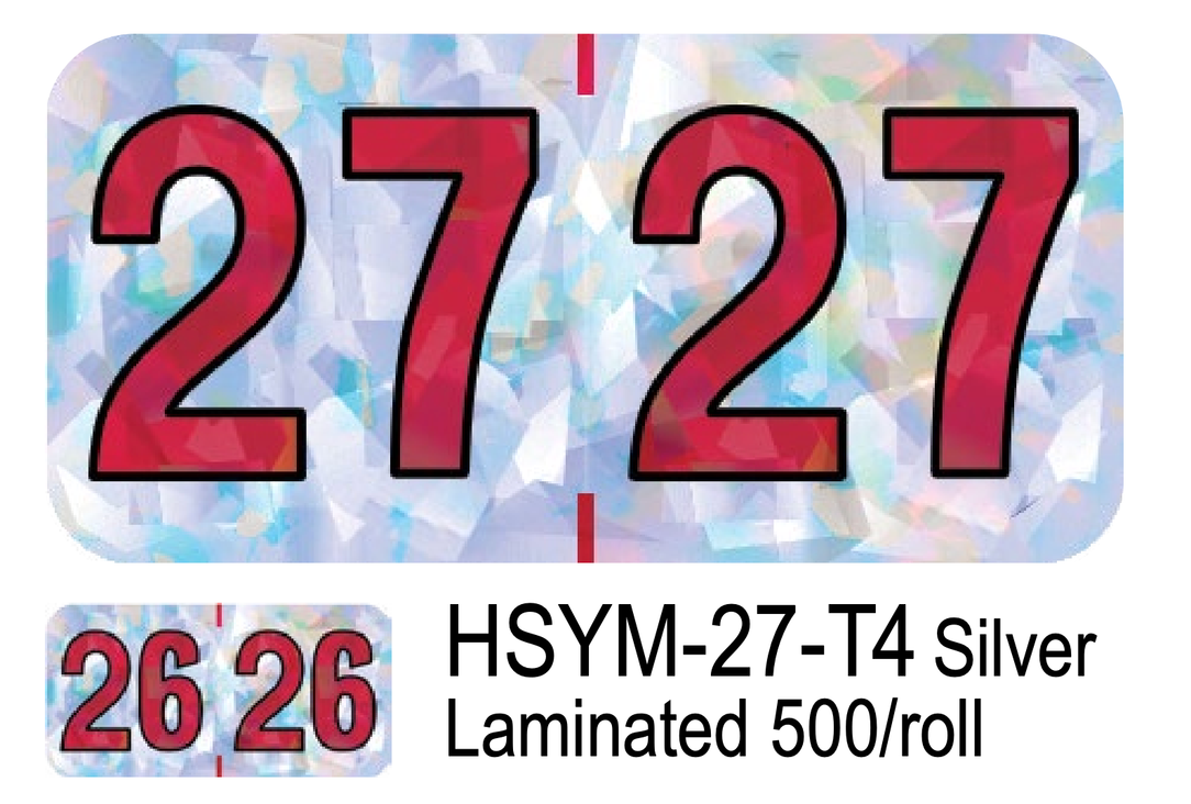 2027 HOLOGRAPHIC HSYM-27-T4 Silver Laminated 500/roll