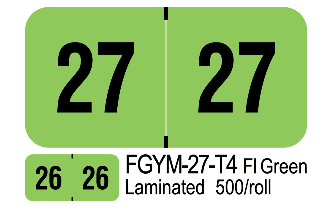  2027 PMA FLUORESCENT FGYM-27-T4 Fl Green Laminated 500/roll 
