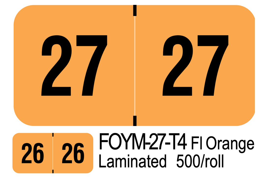 2027 PMA FLUORESCENT FOYM-27-T4 Fl Orange Laminated 500/roll