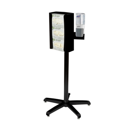 Hold-it infection prevention stand with Purell dispenser and glove box storage Hold-it infection prevention stand with Purell dispenser and glove box storage
