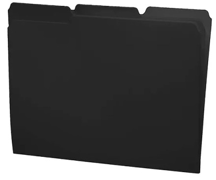 Black Letter Size Top Tab Single Ply Folders