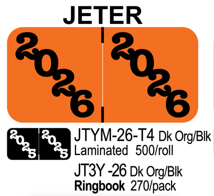  2026 JETER  JTYM-26-T4 Dk Org/Blk Laminated 500/roll 