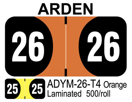  2026 ARDEN ADYM-26-T4 Orange Laminated 500/roll 