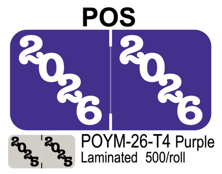  2026 POS POYM-26-T4 Purple Laminated 500/roll 