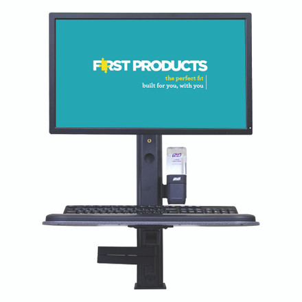 Fixed Counter Monitor Mount Workstation