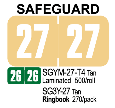  2027 SAFEGUARD SGYM-27-T4 Tan Laminated 500/roll 