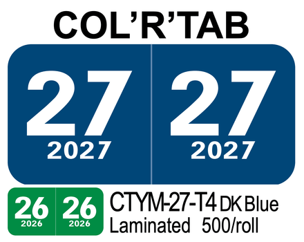  2027 COL’R’TAB CTYM-27-T4 DK Blue Laminated 500/roll 