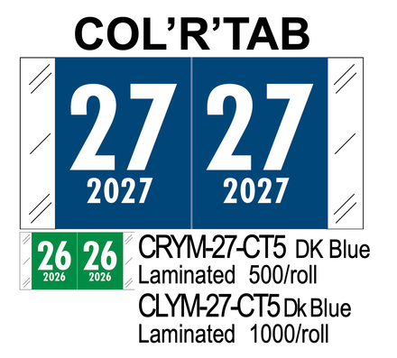 2027 COL’R’TAB CLYM-27-CT5 DK Blue Laminated 1000/roll