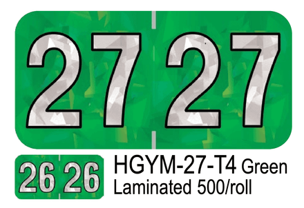  2027 HOLOGRAPHIC HGYM-27-T4 Green Laminated 500/roll 