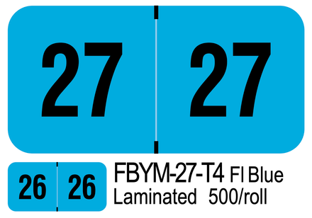 2027 PMA FLUORESCENT FBYM-27-T4 Fl Blue Laminated 500/roll