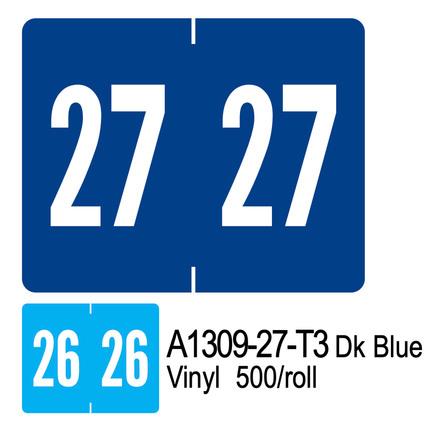 2027 TAB PRODUCT A1309-27-T3 DK Blue Vinyl 500/roll