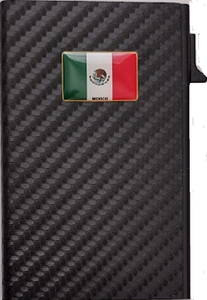 MINI BILLETERA EN ALUMINIO CON LOGO  BANDERA DE MEXICO