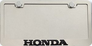  Honda 3D  Black  Script Stainless Steel License Frame