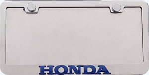 Honda 3D  Blue Script Stainless Steel License Frame