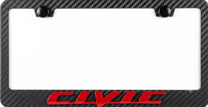  Honda Civic Rojo 3D Marco de tablilla Estilo Fibra de Carbono