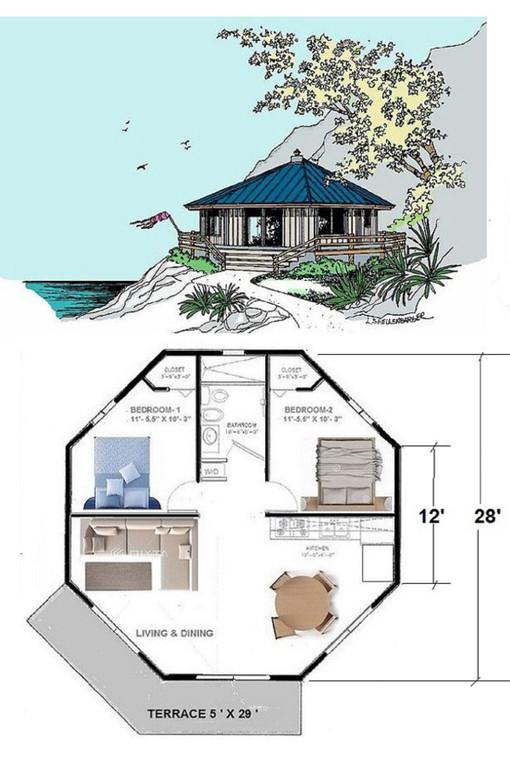   MODEL OCTAGON 710  SQ/FT 31' DIAMETER HURRICANE  RESISTANT   2 BEDROOM 1 BATH