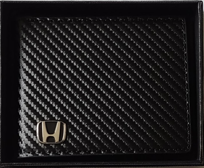   Honda Logo Billetera en Piel  Sintetica estilo Fibra de Carbono
