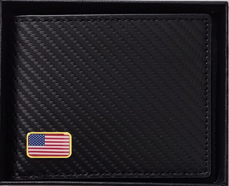 US FLAG CARBON FIBER LEATHER WALLET 