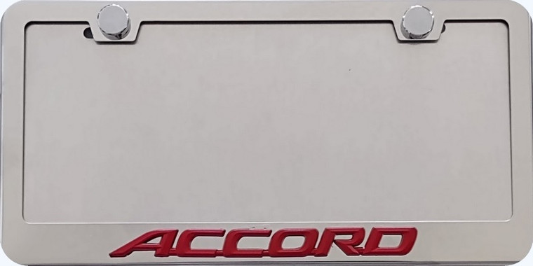  Honda Accord  3D  Red  Script Stainless Steel License Frame