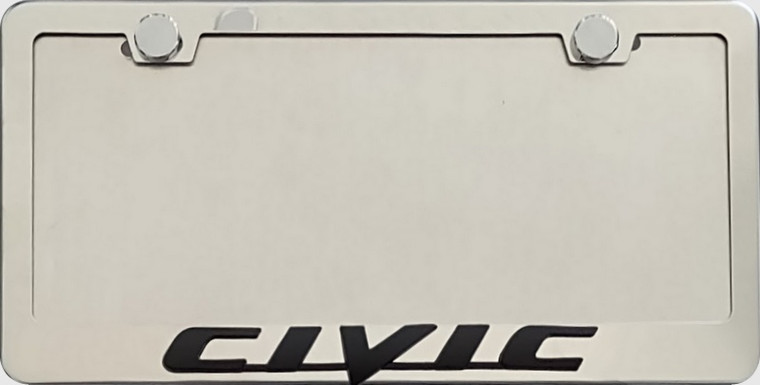  Honda Civic 3D  Black  Script Stainless Steel License Frame