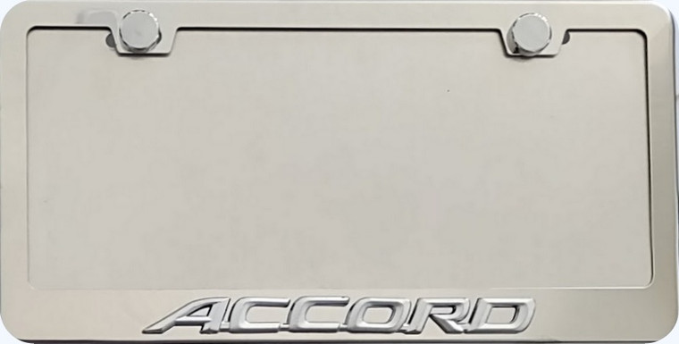   Honda Accord 3D  Chrome Script Stainless Steel License Frame