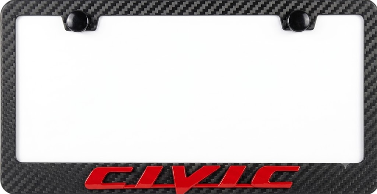 Honda Civic Rojo 3D Marco de tablilla Estilo Fibra de Carbono