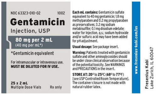 Gentamicin Sulfate 40MG/ML (80MG/2ML) 25x2ML