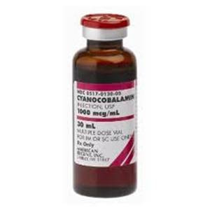 Vitamin B-12 Cyanocobalamin 1000mcg/mL Injection - 30mL/Vial