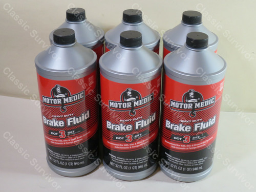 Motor Medic M44-32 DOT 3 Heavy Duty Brake Fluid 32oz 1-Qt Case of 6