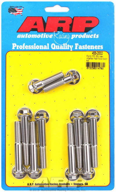 ARP 455-2002 Intake Manifold Bolts Stainless Steel Ford FE 390 428 Hex Head, 672036014780, Classic Survivor, Classicsurvivor, Specialized Engine Parts, jamhook503, hpc503, Ford, Mercury, Mustang, Cougar, Torino, Cyclone, Ranchero, Maverick, Comet, Galaxie F100, F150, F250, F350, BOSS 302, BOSS 351, 351W, 351C, 351 Cleveland, 429, 429SCJ, 429CJ