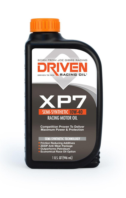 Driven 01706 XP7 Motor Oil Racing Semi-Synthetic 10W-40 1-Qt Case of 12