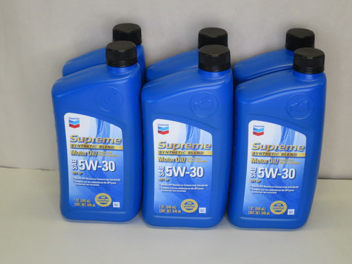 Chevron 212047 Supreme Synthetic Blend Motor Oil 5W-30 1-Qt Case of 6