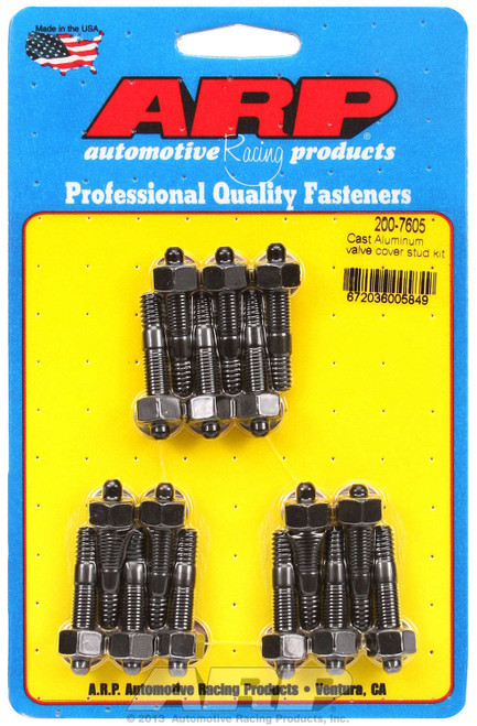 ARP 200-7605 Valve Cover Stud Kit Cast Aluminum Hex Black Oxide Set of 16