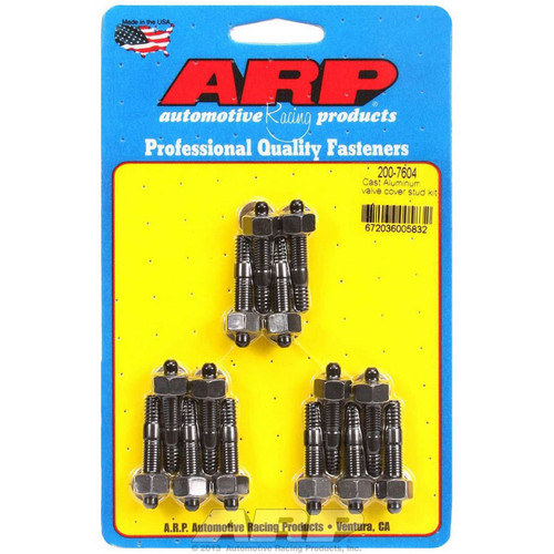 ARP 200-7604 Valve Cover Stud Kit Cast Aluminum Hex Black Oxide Set of 14