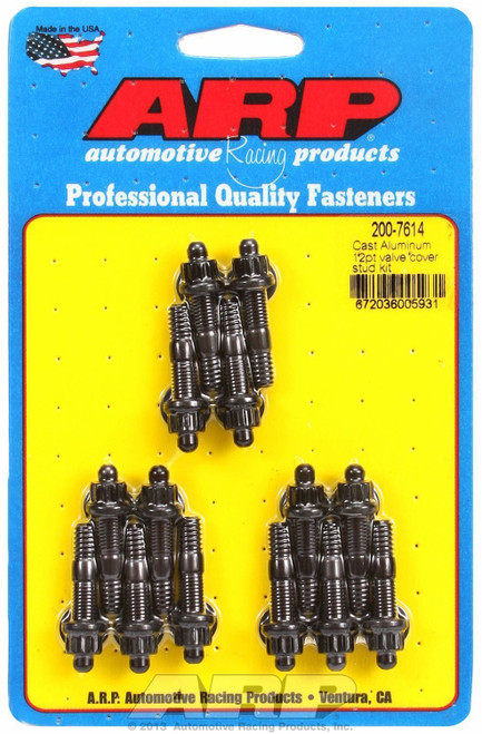 ARP 200-7614 Valve Cover Stud Kit Cast Aluminum 12-pt Black Oxide Set of 14