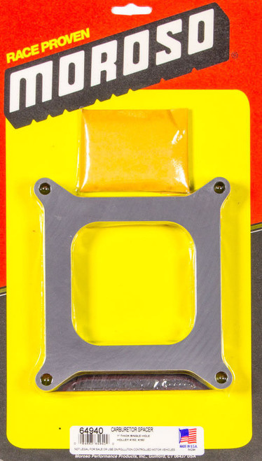 Moroso 64940 Carburetor Spacer 1 in Thick Open Square Bore 4150 / 4160