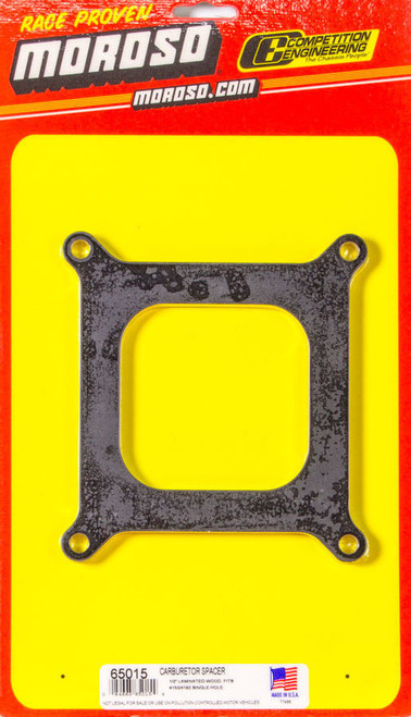 Moroso 65015 Carburetor Spacer Open Square Bore -1/2" Thick Plenum Wood Design
