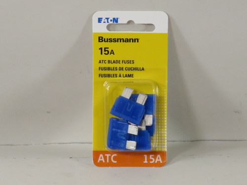 Eaton Bussmann BP/ATC-15-RP Fast Acting Blade Auto Fuse, 15A, 32V, Blue