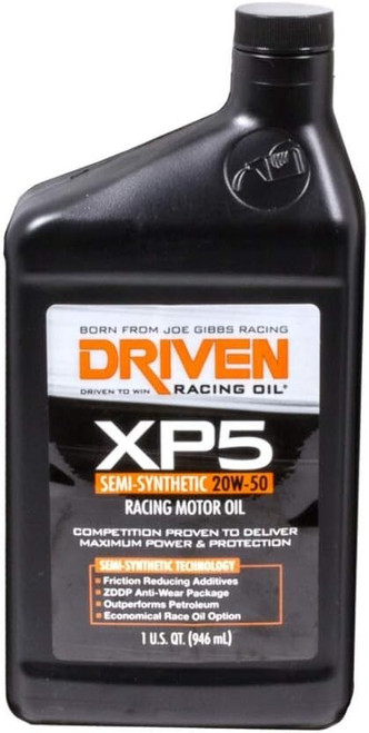 Driven 00906 XP5 20W-50 Semi-Synthetic Racing Motor Oil 1-Qt Case of 6