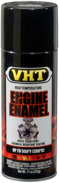 VHT SP124 High Temp Paint; Engine Enamel 11oz Aerosol Gloss Black 550 deg