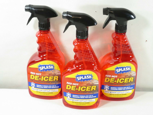 3 Pack Splash Red Hot De-icer Car Windshield Trigger Spray Melts Snow Ice 32 Oz