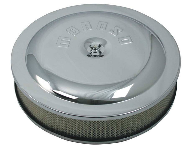 Moroso 65910 Racing Air Cleaner 14" Dia - 3" Tall - 5-1/8" Neck Chrome