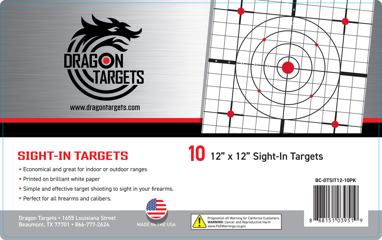 Dragon Targets 12" X 12" Sight-in Paper Targets