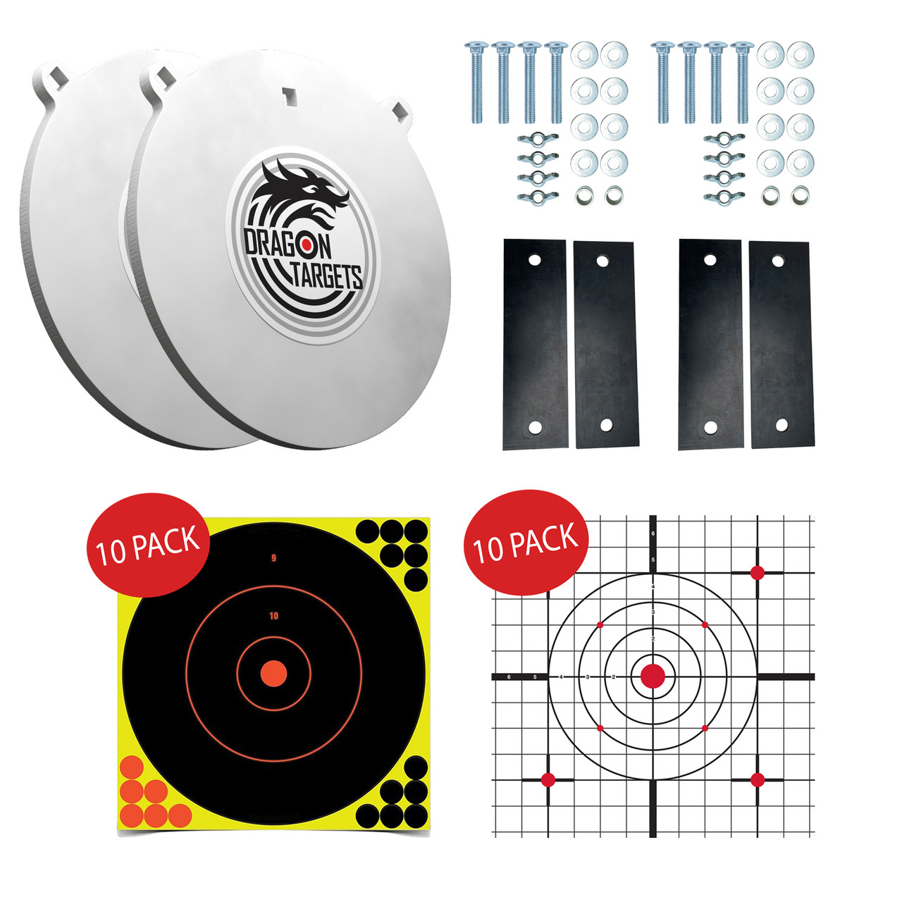 Dragon Targets AR500 Steel 12" X 1/2" Gong Targets W/ Hardware Targets Bundle
